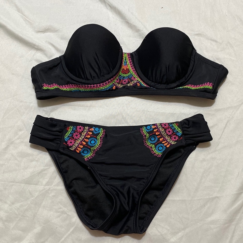 Hobie Black embroidered Bikini